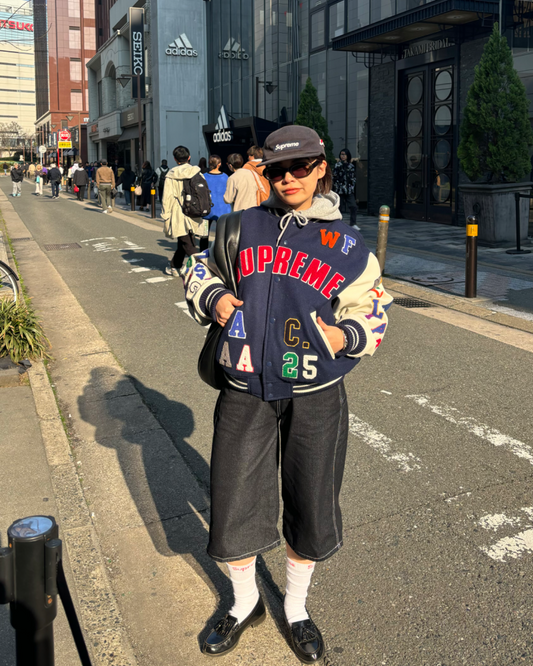 ワンポイントワイドデニムハーフパンツ